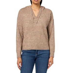 Lucky Brand Women's Ribbed Knit Hooded Sweater in Deep Taupe/NWT/XS